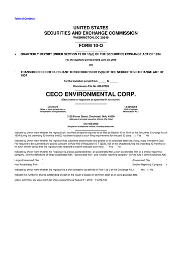 Thumbnail CECO Environmental
 10-Q Quarterly Report FY 