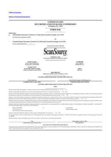 Thumbnail ScanSource 10-K Annual Report 