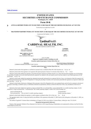 Thumbnail Cardinal Health 10-K Annual Report 