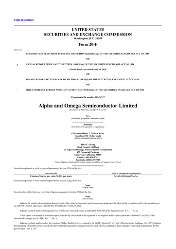 Thumbnail Alpha & Omega Semiconductor 20-F Annual Report 