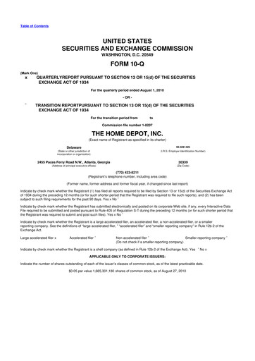 Vorschaubild Home Depot 10-Q Quartalsbericht 2010 