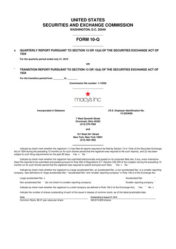 Thumbnail Macy's
 10-Q Quarterly Report FY2010 