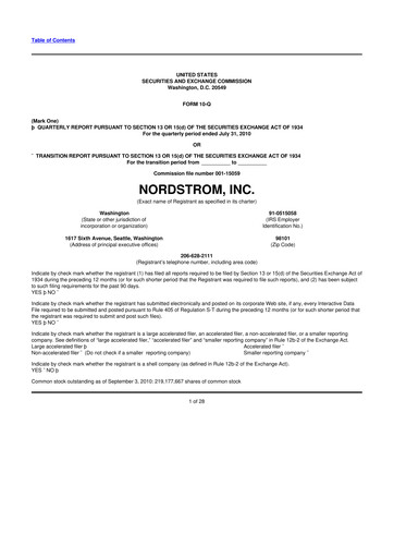 Thumbnail Nordstrom 10-Q Quarterly Report FY2010 