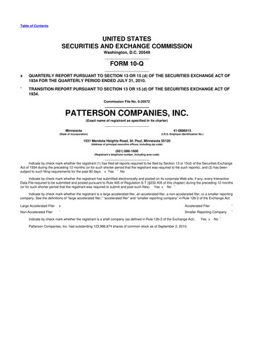Thumbnail Patterson Companies
 10-Q Quarterly Report FY2011 