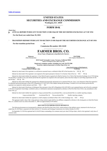 Thumbnail Farmer Brothers
 10-K Annual Report 