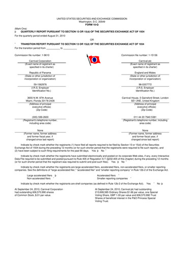 Thumbnail Carnival Corporation 10-Q Quarterly Report FY 