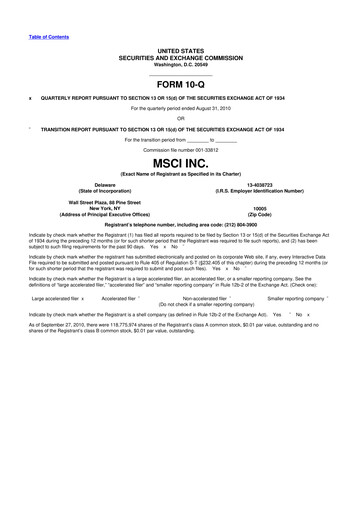 Vorschaubild MSCI 10-Q Quartalsbericht 2010 