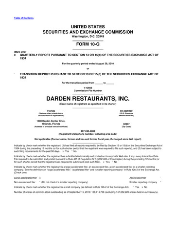 Vorschaubild Darden Restaurants
 10-Q Quartalsbericht 2011 