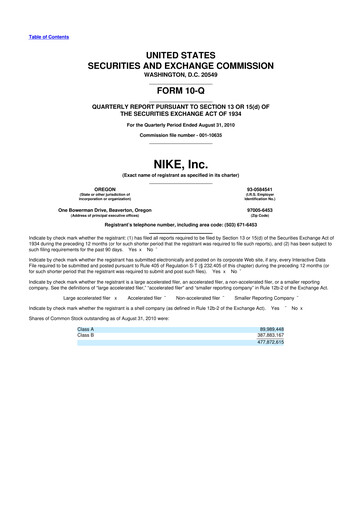 Thumbnail Nike 10-Q Quarterly Report FY2011 