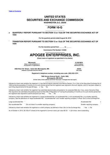 Thumbnail Apogee Enterprises 10-Q Quarterly Report FY 