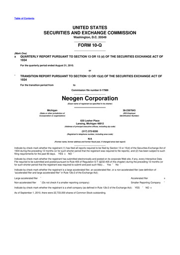 Vorschaubild Neogen 10-Q Quartalsbericht  