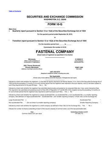 Vorschaubild Fastenal 10-Q Quartalsbericht 2010 