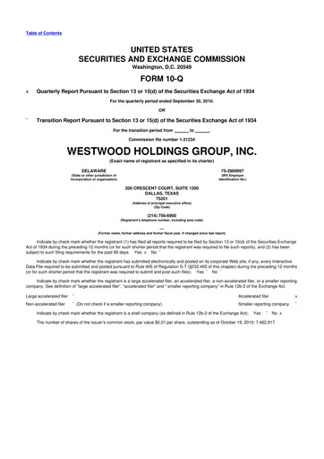 Thumbnail Westwood Holdings Group 10-Q Quarterly Report FY 