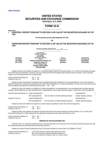 Thumbnail United Airlines Holdings
 10-Q Quarterly Report FY 