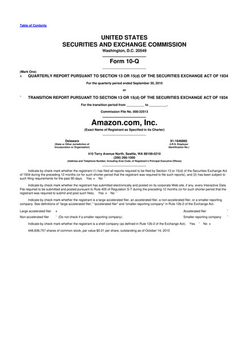 Miniature Amazon 10-Q Rapport trimestriel 2010 