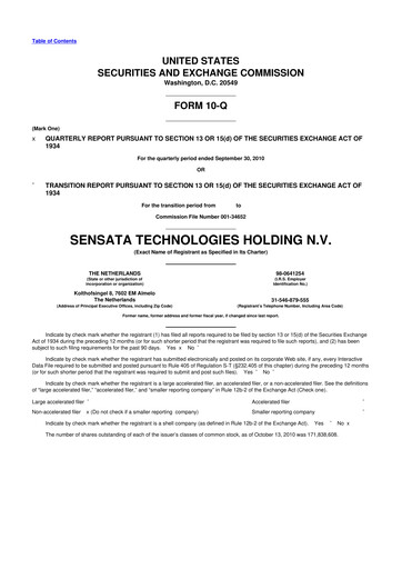 Thumbnail Sensata Technologies
 10-Q Quarterly Report FY 