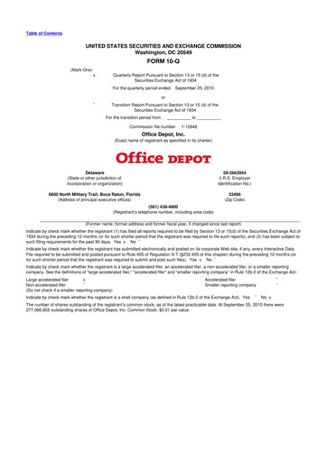 Thumbnail The ODP Corporation
 10-Q Quarterly Report FY2010 