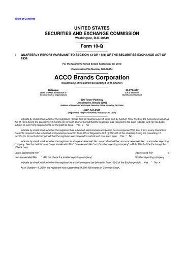 Thumbnail Acco Brands 10-Q Quarterly Report FY 