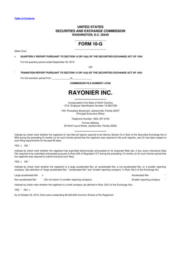 Thumbnail Rayonier 10-Q Quarterly Report FY2010 