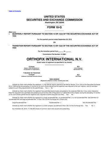 Thumbnail Orthofix Medical
 10-Q Quarterly Report FY 