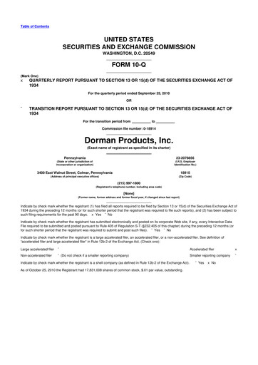 Thumbnail Dorman Products 10-Q Quarterly Report FY 