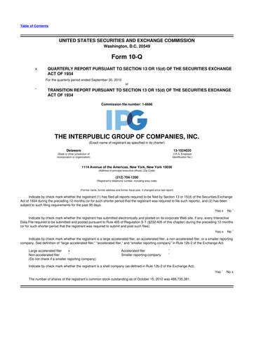 Thumbnail The Interpublic Group of Companies 10-Q Quarterly Report FY2010 