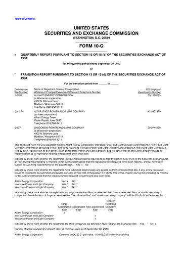 Thumbnail Alliant Energy 10-Q Quarterly Report FY 