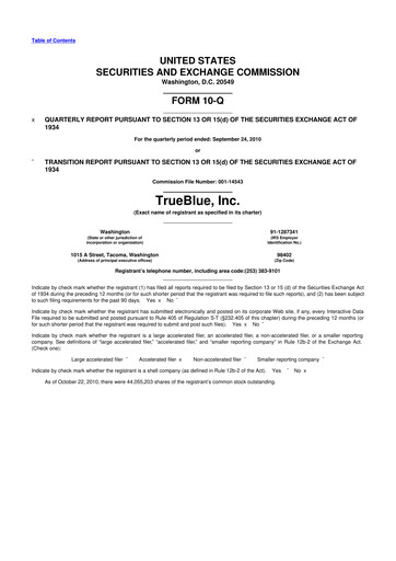 Thumbnail TrueBlue 10-Q Quarterly Report FY2010 