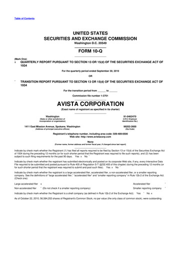 Thumbnail Avista
 10-Q Quarterly Report FY2010 