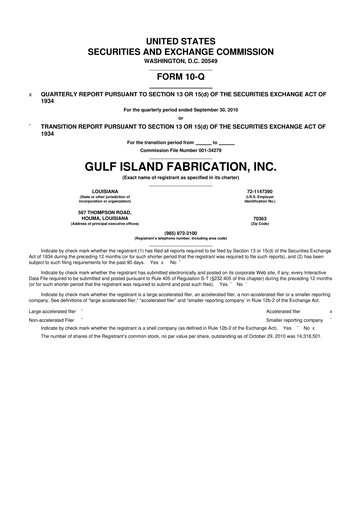 Thumbnail Gulf Island Fabrication
 10-Q Quarterly Report FY 