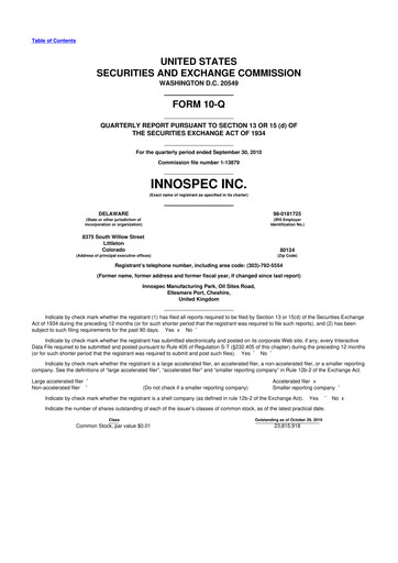 Thumbnail Innospec 10-Q Quarterly Report FY 