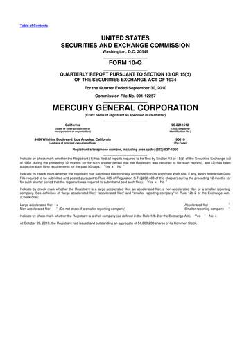 Thumbnail Mercury General
 10-Q Quarterly Report FY2010 