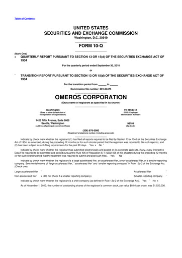 Vorschaubild Omeros Corporation 10-Q Quartalsbericht  