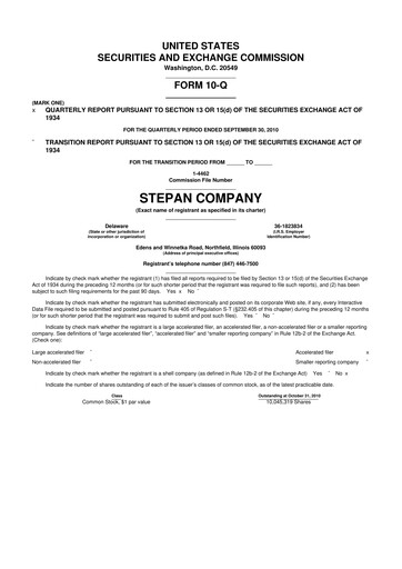 Thumbnail Stepan Company
 10-Q Quarterly Report FY 