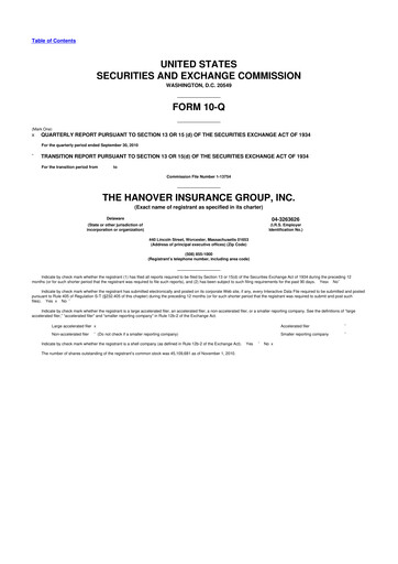 Thumbnail Hanover Insurance Group 10-Q Quarterly Report FY2010 