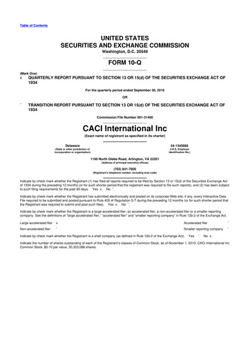 Thumbnail CACI International Inc 10-Q Quarterly Report FY2011 