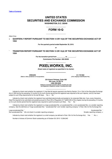 Miniature Pixelworks 10-Q Rapport trimestriel  