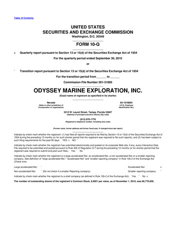 Thumbnail Odyssey Marine Exploration 10-Q Quarterly Report FY 
