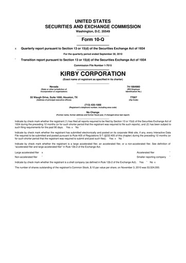 Thumbnail Kirby Corporation
 10-Q Quarterly Report FY2010 