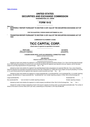 Miniature Oxford Square Capital
 10-Q Rapport trimestriel  