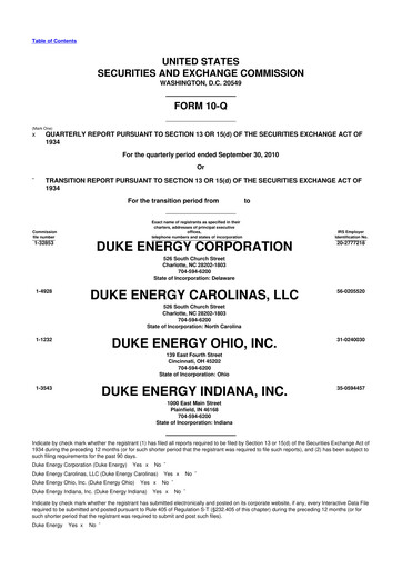 Vorschaubild Duke Energy 10-Q Quartalsbericht 2010 