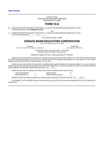Vorschaubild Horace Mann Educators 10-Q Quartalsbericht  