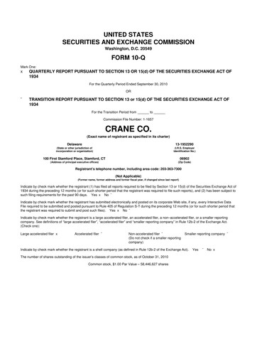 Thumbnail Crane NXT 10-Q Quarterly Report FY2010 