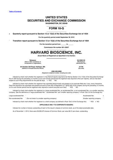 Thumbnail Harvard Bioscience 10-Q Quarterly Report FY 