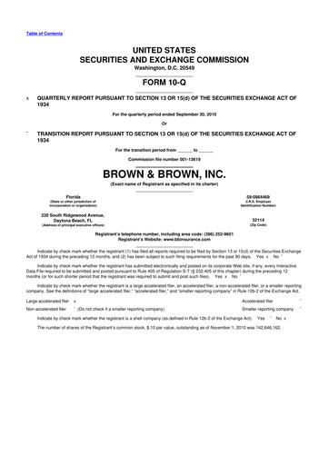 Thumbnail Brown & Brown
 10-Q Quarterly Report FY2010 
