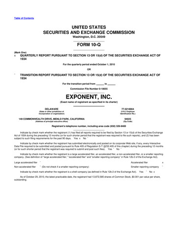 Thumbnail Exponent
 10-Q Quarterly Report FY 