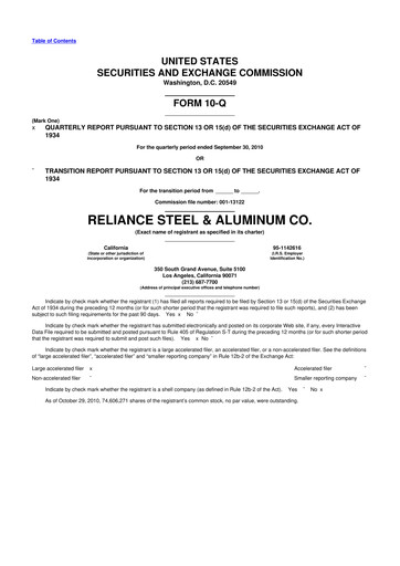 Thumbnail Reliance


 10-Q Quarterly Report FY2010 