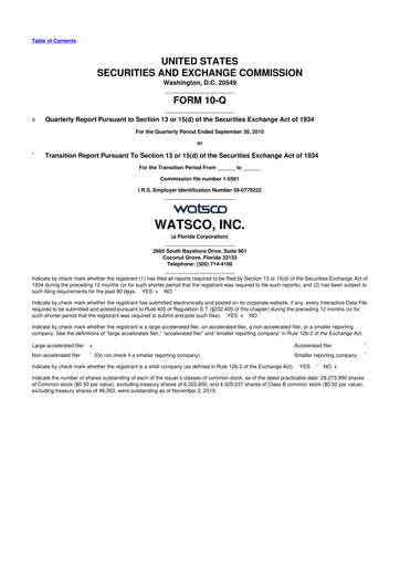 Thumbnail Watsco
 10-Q Quarterly Report FY2010 