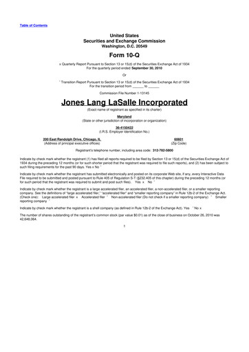 Vorschaubild Jones Lang LaSalle 10-Q Quartalsbericht 2010 
