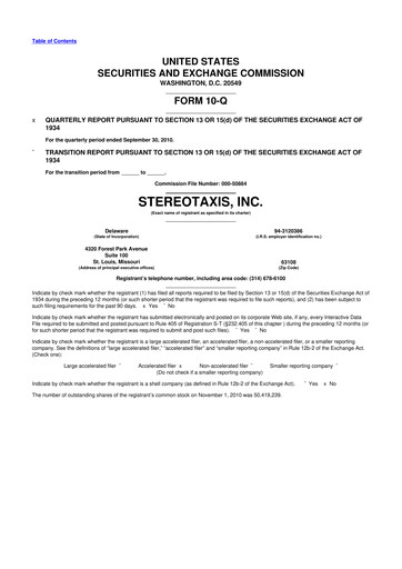 Vorschaubild Stereotaxis 10-Q Quartalsbericht  